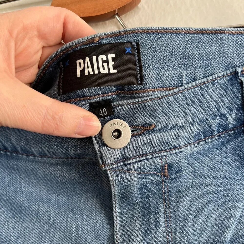 Paige Mens Lennox Slim Fit Jeans Size 40 Robby Light Blue Wash